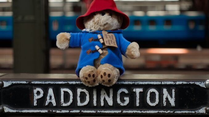Photo of Paddington bear on a sign as UK Technology Secretary Peter Kyle travels to the US to secure UK position as a global leader with additional AI investment with increased government partnership and investing from private US companies.