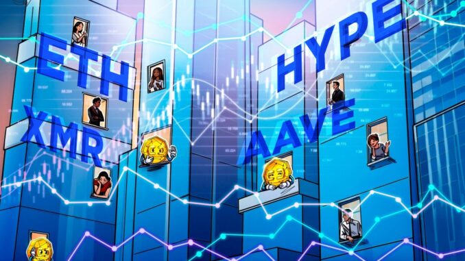 Bitcoin impulse move toward new highs sets a fire under HYPE, ETH, XMR and AAVE