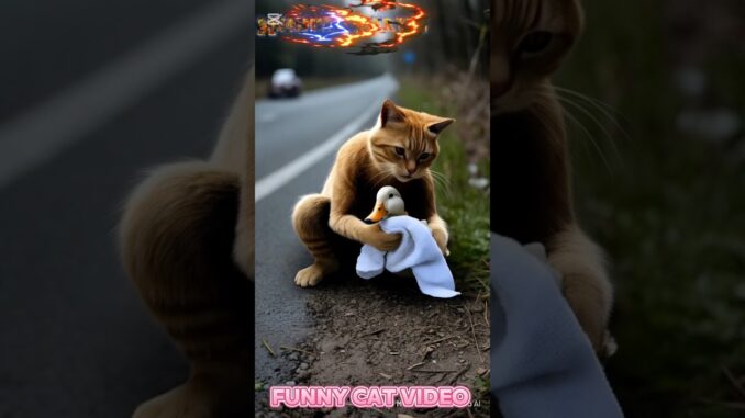 Funny cat video #cat #love #kitten #cutecat #ai #news #funny #cartoon #shortsfeed #wildlife #duck