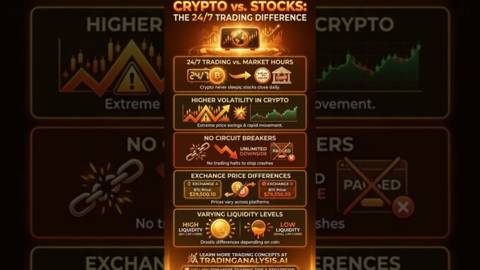 Crypto Trading vs Stock Market Trading Explained Beginner Guide  #trading #tradinghacks #crypto