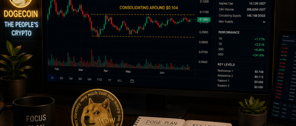 Dogecoin has held the $0.102 support level.