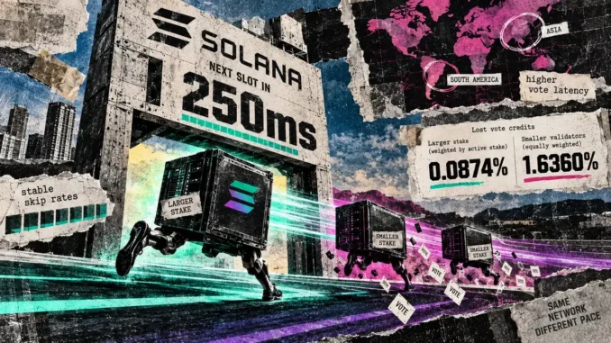 Solana's 250ms data show a gap in vote credits by stake