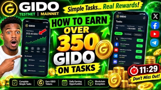 JOIN GIDOCHAIN AIRDROP NOW.../ $2 Usdt per  TOKEN../HOW TO EARN MORE 350+ GIDO Point.. Full Guide