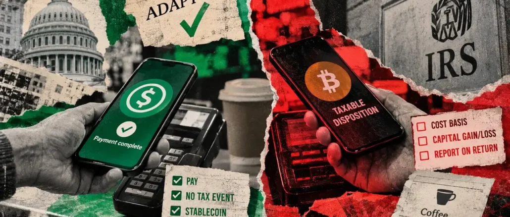 Senate tax bill frees stablecoin spending while Bitcoin stays on IRS forms