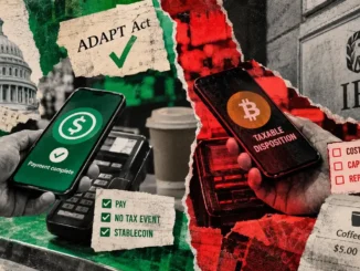 Senate tax bill frees stablecoin spending while Bitcoin stays on IRS forms